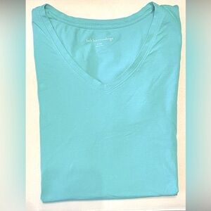 Soft Surroundings short sleeve summer v-neck shirt, aqua/turquoise color